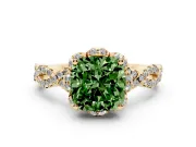 Cushion Cut Halo Engagement Ring Setting for a Fancy Green Lab-Grown Diamond | Yellow Gold - Design NV-24725