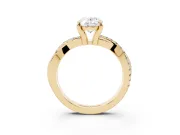 Oval Pavé Twist Engagement Ring Setting | Crossover Band | Yellow Gold