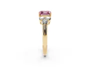 Asscher Cut Side Stone Engagement Ring Setting for a Fancy Pink Lab-Grown Diamond | Yellow Gold