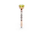 Cushion Cut Pave Solitaire Engagement Ring Setting for a Fancy Yellow Lab-Grown Diamond | Slim Band | Rose Gold
