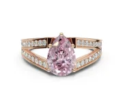 Pear-Shaped Split Shank Pavé Engagement Ring Setting for a Fancy Pink Lab-Grown Diamond | Rose Gold