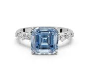 Asscher Cut Graduated Solitaire Engagement Ring Setting for a Fancy Blue Lab-Grown Diamond | White Gold