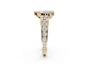 Heart-Shaped Halo Engagement Ring Setting for a Fancy Pink Lab-Grown Diamond | Graduated Channel Band | Yellow Gold