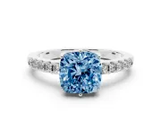 Cushion Cut Engagement Ring Setting for a Fancy Blue Lab-Grown Diamond | Platinum - Design NV-24649