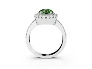 Round Vintage Milgrain Halo Engagement Ring Setting for a Fancy Green Lab-Grown Diamond | Pierced Gallery | White Gold