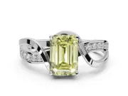 Emerald Cut Bypass Solitaire Engagement Ring Setting for a Fancy Yellow Lab-Grown Diamond | Sterling Silver