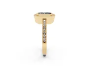 Fancy Black Radiant Cut Diamond Halo Engagement Ring Set in Yellow gold with Pavé Band and Round Halo Stones