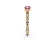 Cushion Cut Vintage Pavé Engagement Ring Setting for a Fancy Pink Lab-Grown Diamond | Yellow Gold
