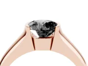 Round Half Bezel Solitaire Engagement Ring Setting for a Black Center | Wide Band | Rose Gold