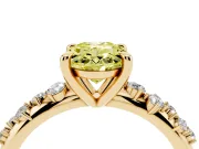 Oval Graduated Accent Engagement Ring Setting for a Fancy Yellow Lab-Grown Diamond | Yellow Gold