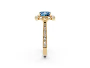 Princess Cut Scalloped Halo Engagement Ring Setting for a Fancy Blue Lab-Grown Diamond | Milgrain Edges | Yellow Gold