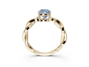 Cushion Cut Twisted Pavé Solitaire Engagement Ring Setting for a Fancy Blue Lab-Grown Diamond | Yellow Gold
