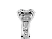Asscher Cut Diamond Solitaire Ring Set in White gold with Channel-Set Band and Prong Setting