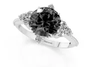 Round Vintage Cluster Engagement Ring Setting for a Black Center | Beaded Edges | White Gold