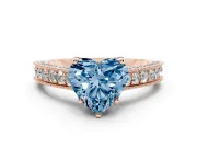 Heart-Shaped Hidden Halo Engagement Ring Setting for a Fancy Blue Lab-Grown Diamond | Milgrain Pave | Rose Gold