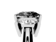 Fancy Black Oval Cut Diamond Three-Stone Channel Set Ring Set in White gold with Smooth Polished Band