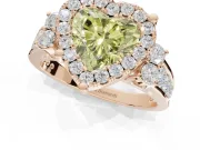 Heart-Shaped Halo Engagement Ring Setting for a Fancy Yellow Lab-Grown Diamond | Graduated Channel Band | Rose Gold