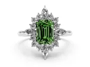 Emerald Cut Engagement Ring Setting for a Fancy Green Lab-Grown Diamond | Sterling Silver - Design NV-24790