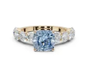 Cushion Cut Engagement Ring Setting for a Fancy Blue Lab-Grown Diamond | Yellow Gold - Design NV-24455