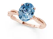Oval Twisted Engagement Ring Setting for a Fancy Blue Lab-Grown Diamond | Beaded Twist | Rose Gold