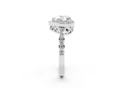 Heart-Shaped Halo Pave Engagement Ring Setting | Heart Cutout Gallery | Sterling Silver