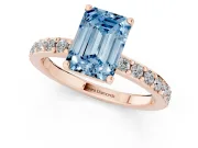 Emerald Cut Pavé Solitaire Engagement Ring Setting for a Fancy Blue Lab-Grown Diamond | Single Row Band | Rose Gold