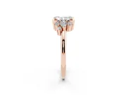 Radiant Cut Pear Side Stone Cluster Engagement Ring Setting | Bezel Frame | Rose Gold