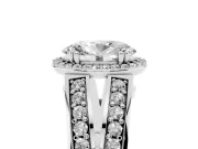 Oval Halo Engagement Ring Setting | Two-Row Pave Split Shank | Sterling Silver