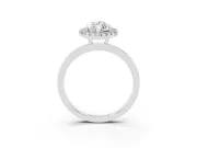 Marquise Thin Halo Engagement Ring Setting | Plain Polished Band | Sterling Silver