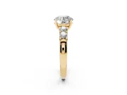 Round Five Stone Engagement Ring Setting | Prong-Set Side Stones | Yellow Gold
