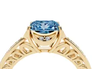 Princess Cut Floral Pavé Engagement Ring Setting for a Fancy Blue Lab-Grown Diamond | Yellow Gold