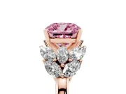 Cushion Cut Leaf Cluster Engagement Ring Setting for a Fancy Pink Lab-Grown Diamond | Rose Gold