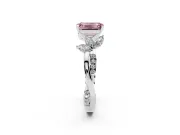 Emerald Cut Floral Vine Engagement Ring Setting for a Fancy Pink Lab-Grown Diamond | Sterling Silver