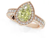 Pear-Shaped Milgrain Halo Engagement Ring Setting for a Fancy Yellow Lab-Grown Diamond | Wide Pavé Band | Rose Gold