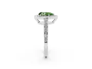 Fancy Green Pear Cut Diamond Halo Pavé Engagement Ring Set in White gold with Bezel Setting
