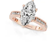 Marquise Vintage Pavé Solitaire Engagement Ring Setting | Milgrain Edges | Rose Gold