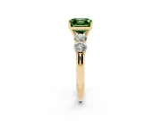 Asscher Cut Five Stone Engagement Ring Setting for a Fancy Green Lab-Grown Diamond | Prong Set Side Stones | Yellow Gold