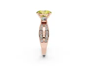 Fancy Yellow Three-Stone Oval Cut Diamond Twist Band Ring Set in Rose gold with Pavé Accents and Prong Setting