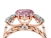 Heart-Shaped Three Stone Engagement Ring Setting for a Fancy Pink Lab-Grown Diamond | Braided Band | Rose Gold