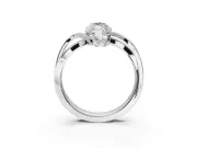 Marquise Bypass Solitaire Engagement Ring Setting | Pavé and Plain Strands | Sterling Silver