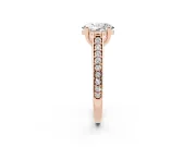 Oval Graduated Pave Cathedral Solitaire Engagement Ring Setting | Scroll Cut-Outs | Rose Gold