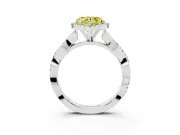 Fancy Yellow Heart Cut Diamond Halo Twisted Band Ring Set in Platinum with Prong Setting