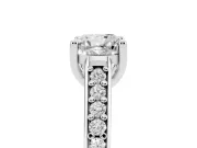 Cushion Cut Diamond Prong Set Solitaire Engagement Ring Set in Platinum with Pavé Band