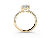 Princess Cut Three Row Pave Solitaire Engagement Ring Setting | Double Claw Prongs | Yellow Gold