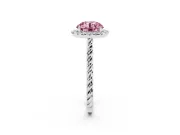 Round Rope Halo Engagement Ring Setting for a Fancy Pink Lab-Grown Diamond | Sterling Silver