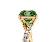 Princess Cut Crossover Engagement Ring Setting for a Fancy Green Lab-Grown Diamond | Yellow Gold