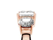 Princess Cut Three Stone Engagement Ring Setting | Wide Plain Band | Rose Gold