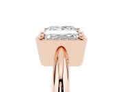 Princess Cut Diamond Halo Engagement Ring Set in Rose gold with Plain Split Shank and Prong Setting