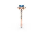 Cushion Cut Scalloped Halo Engagement Ring Setting for a Fancy Blue Lab-Grown Diamond | Single Row Pave | Rose Gold