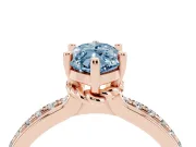 Marquise Channel Set Solitaire Engagement Ring Setting for a Fancy Blue Lab-Grown Diamond | Rope Collar Head | Rose Gold